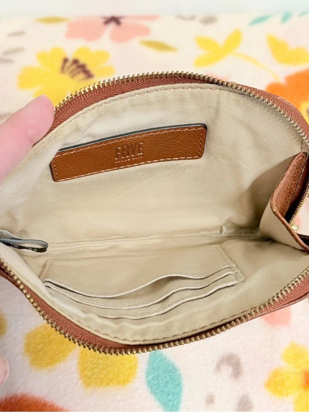 Frye Womens Melissa or Paige Leather Wristlet Wallet Pouch in Brown One Size